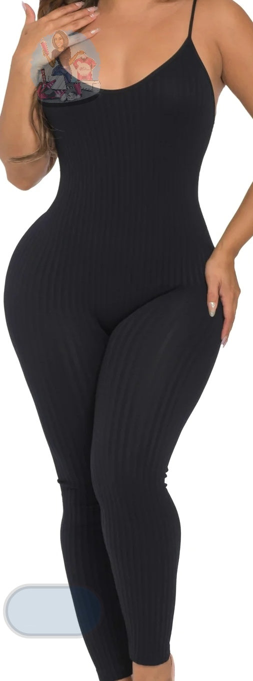 RIBBED STRAPPY JUMPSUIT