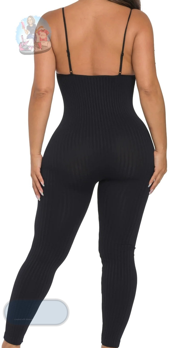 RIBBED STRAPPY JUMPSUIT