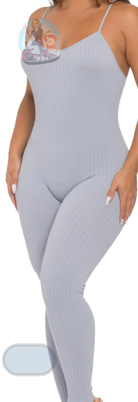 RIBBED STRAPPY JUMPSUIT