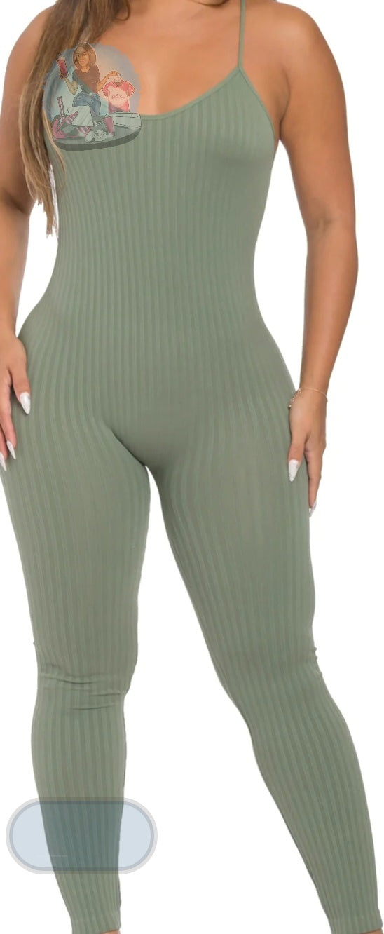 RIBBED STRAPPY JUMPSUIT