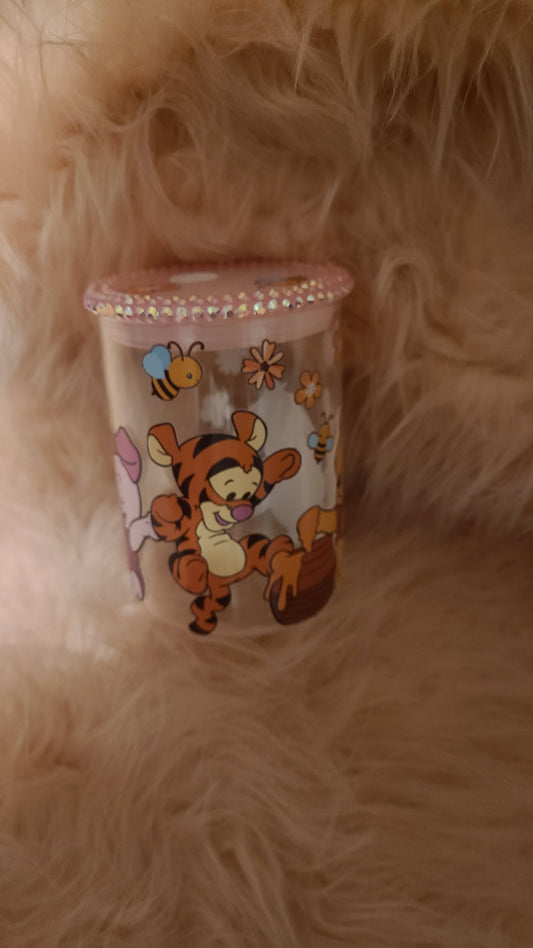 Clear pooh mug with rhinestones